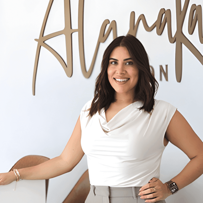 Portrait of Katia Rocha, a professional stylist at Alana Kai Salon, showcasing their expertise and style.